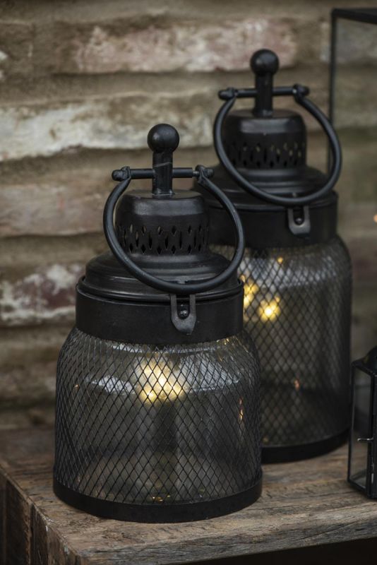 Lykt med ledlys - svart stor | IB Laursen